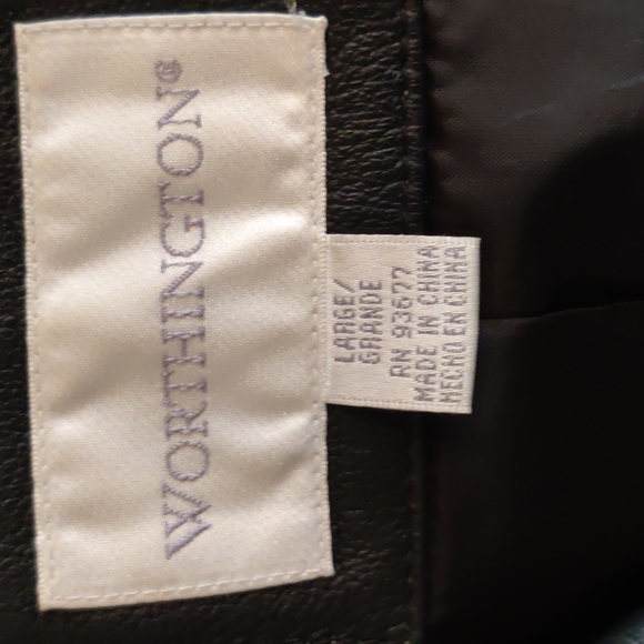 Worthington Black Leather Woman's Coat - Picture 2 of 8